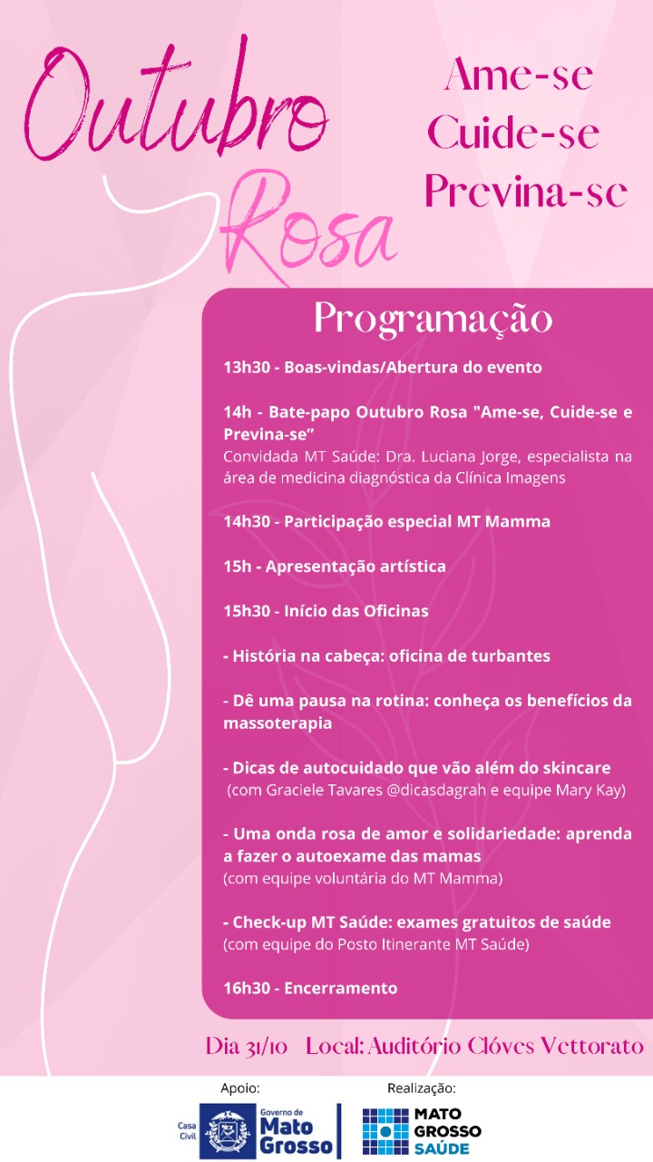Convite Outubro Rosa com a Casa Civil_MT Saúde